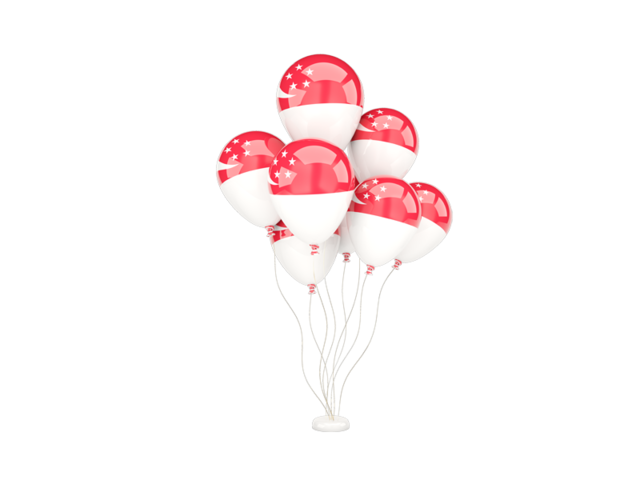 Flying balloons. Download flag icon of Singapore at PNG format