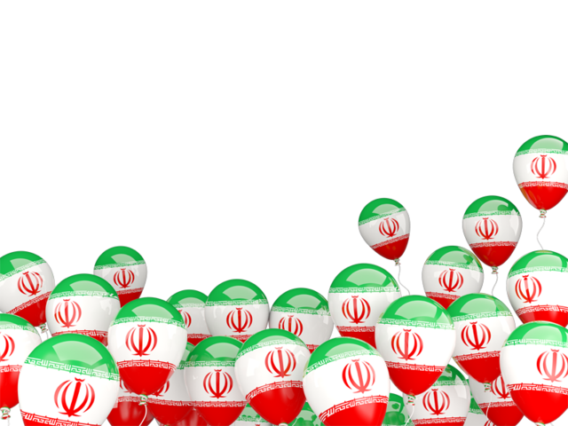 Flying balloons. Illustration of flag of Iran
