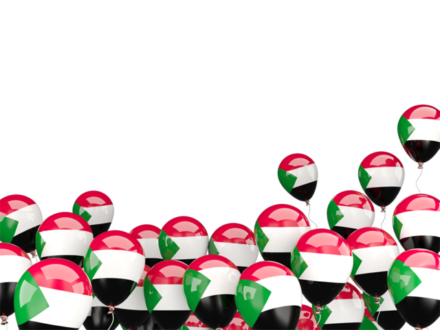 Flying balloons. Illustration of flag of Sudan