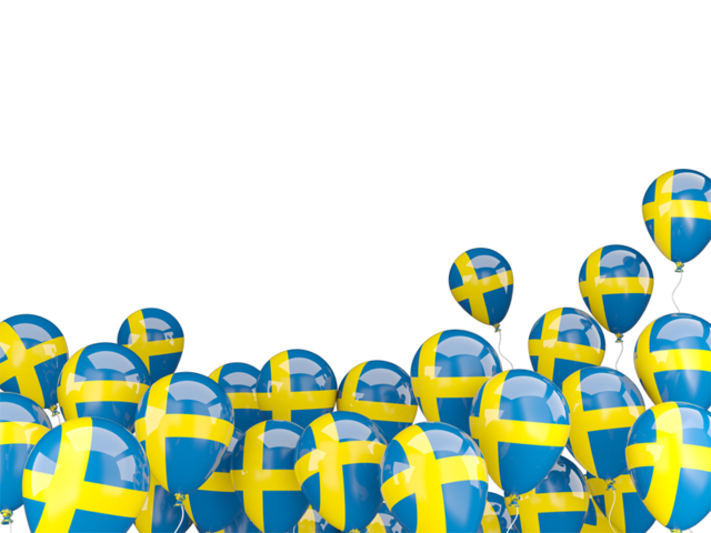 Взлетающие воздушные шары. Скачать флаг. Швеция