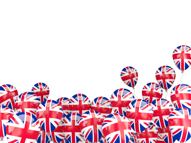 Flying balloons. Download flag icon of United Kingdom at PNG format