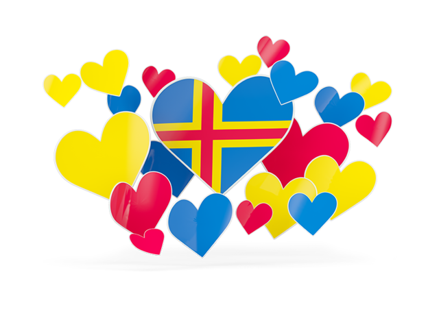 Flying heart stickers. Download flag icon of Aland Islands at PNG format
