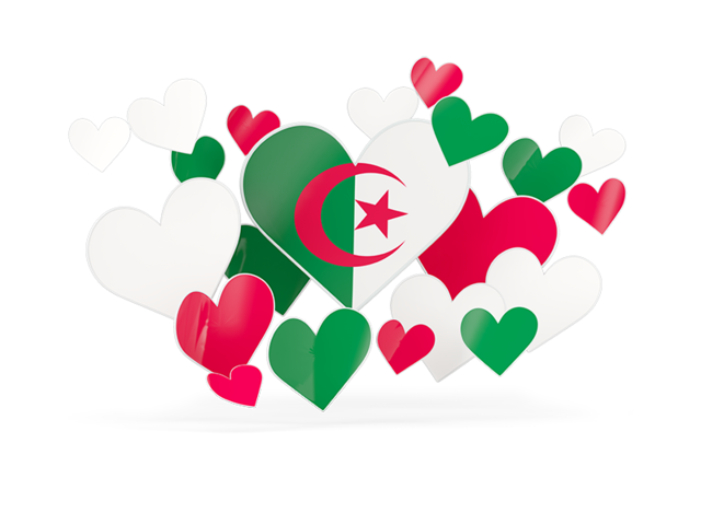 Flying heart stickers. Download flag icon of Algeria at PNG format