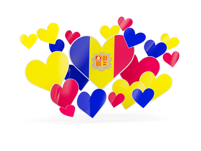 Flying heart stickers. Download flag icon of Andorra at PNG format