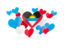 Antigua and Barbuda. Flying heart stickers. Download icon.