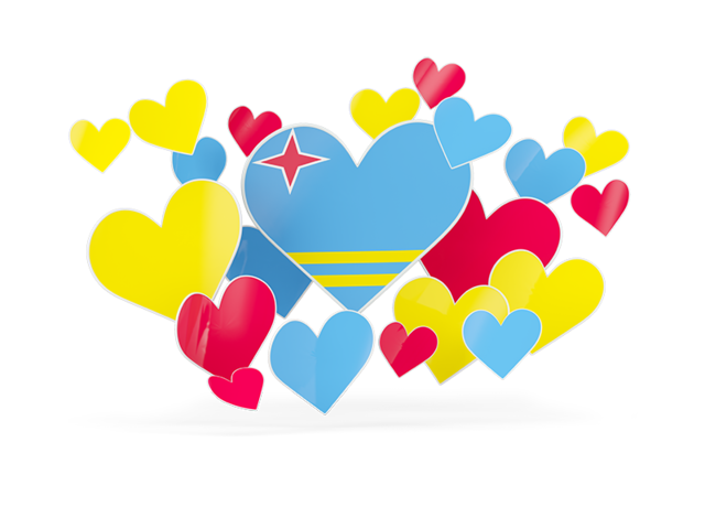 Flying heart stickers. Download flag icon of Aruba at PNG format