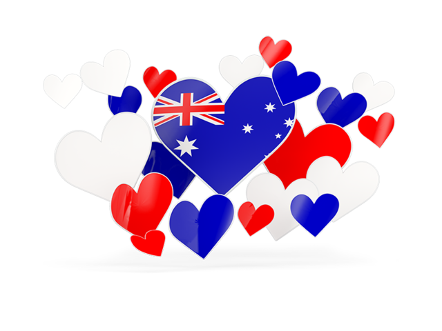 Flying heart stickers. Download flag icon of Australia at PNG format