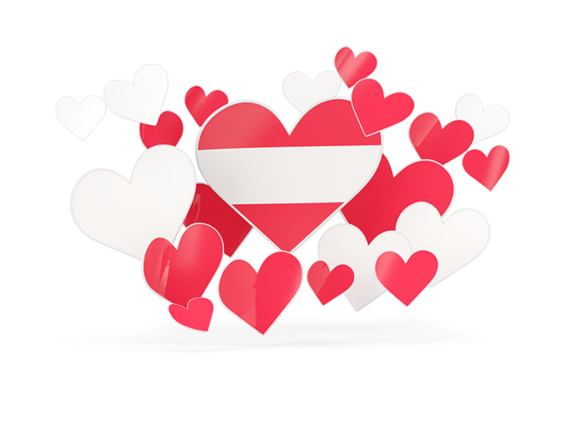 Flying heart stickers. Download flag icon of Austria at PNG format