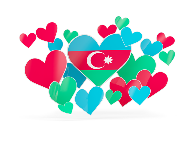 Flying heart stickers. Download flag icon of Azerbaijan at PNG format