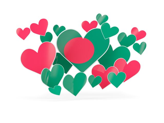 Flying heart stickers. Download flag icon of Bangladesh at PNG format