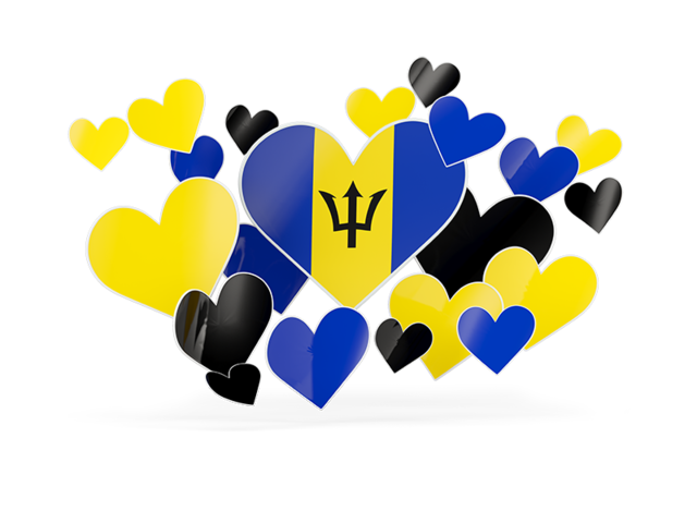 Flying heart stickers. Download flag icon of Barbados at PNG format