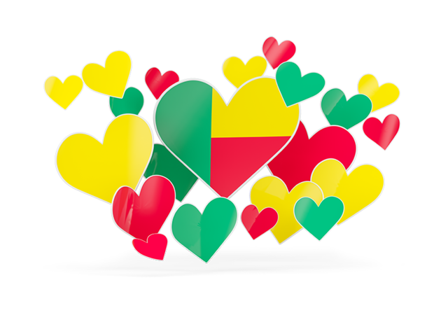 Flying heart stickers. Download flag icon of Benin at PNG format