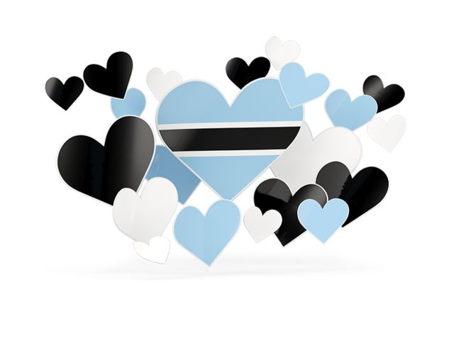 Flying heart stickers. Download flag icon of Botswana at PNG format