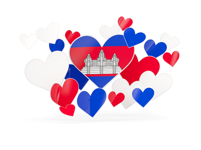 Flying heart stickers. Download flag icon of Cambodia at PNG format