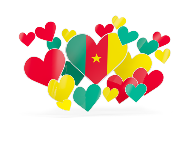 Flying heart stickers. Download flag icon of Cameroon at PNG format