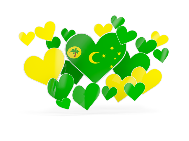 Flying heart stickers. Download flag icon of Cocos Islands at PNG format