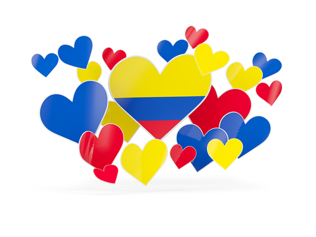 Flying heart stickers. Download flag icon of Colombia at PNG format