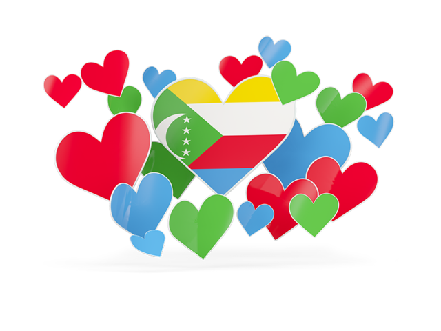Flying heart stickers. Download flag icon of Comoros at PNG format