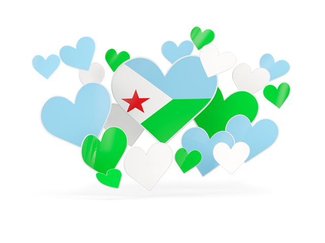 Flying heart stickers. Download flag icon of Djibouti at PNG format