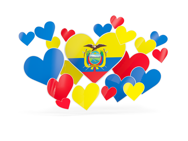 Flying heart stickers. Download flag icon of Ecuador at PNG format
