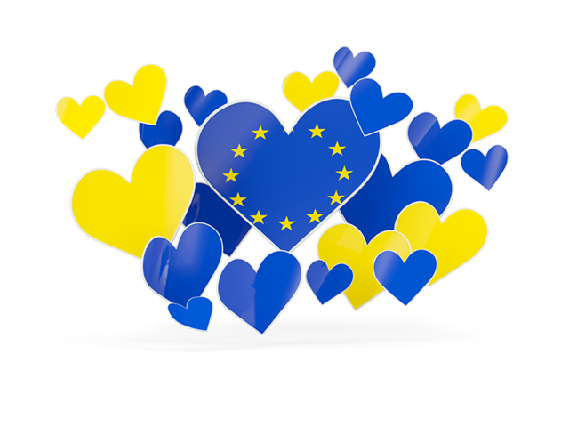 Flying heart stickers. Download flag icon of European Union at PNG format