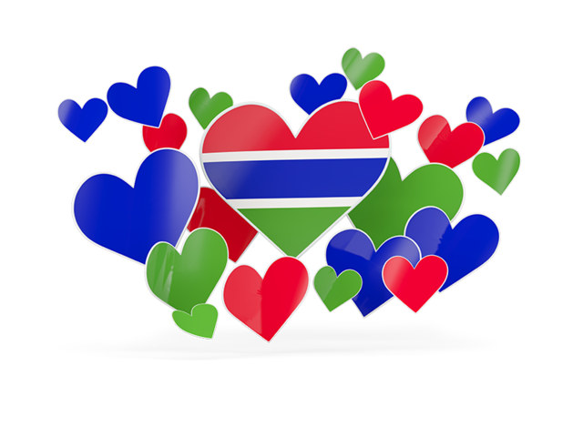 Flying heart stickers. Download flag icon of Gambia at PNG format