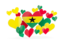 Ghana. Flying heart stickers. Download icon.