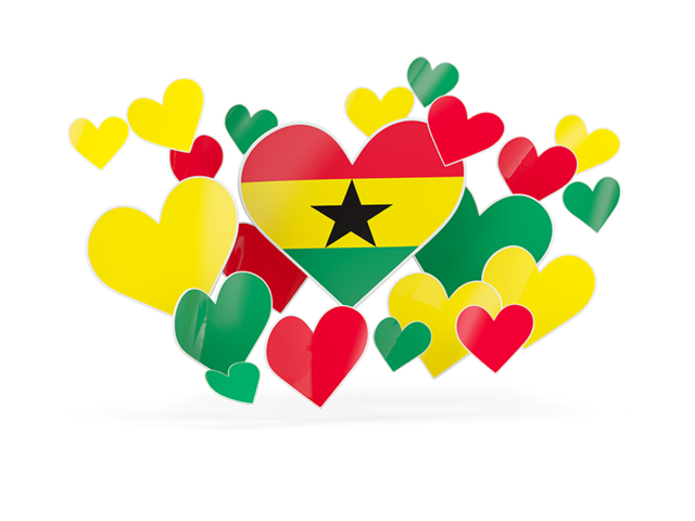 Flying heart stickers. Download flag icon of Ghana at PNG format