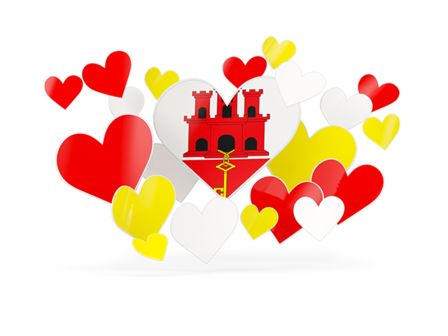 Flying heart stickers. Download flag icon of Gibraltar at PNG format