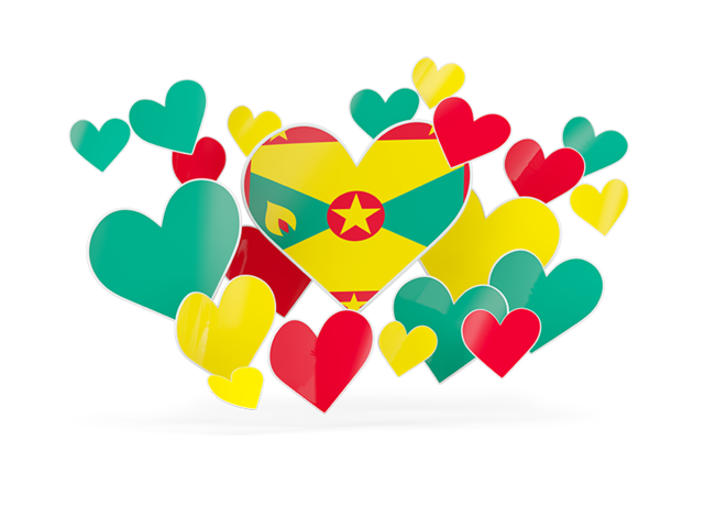 Flying heart stickers. Download flag icon of Grenada at PNG format