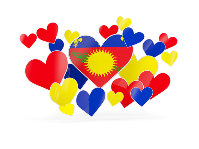 Flying heart stickers. Download flag icon of Guadeloupe at PNG format