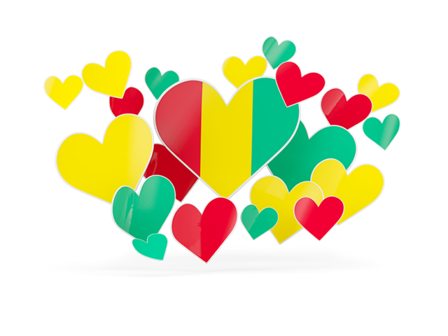 Flying heart stickers. Download flag icon of Guinea at PNG format