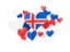 Iceland. Flying heart stickers. Download icon.