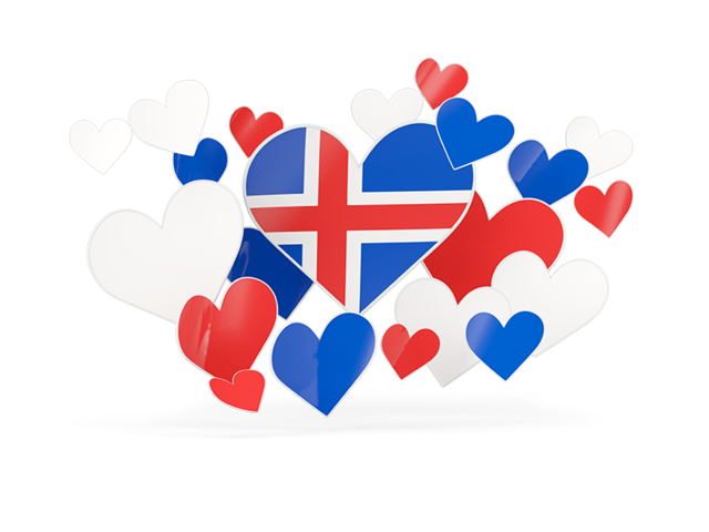 Flying heart stickers. Download flag icon of Iceland at PNG format