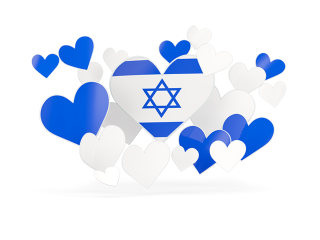 Flying heart stickers. Illustration of flag of Israel