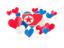 North Korea. Flying heart stickers. Download icon.