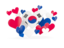 South Korea. Flying heart stickers. Download icon.