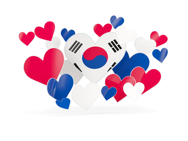 Flying heart stickers. Download flag icon of South Korea at PNG format