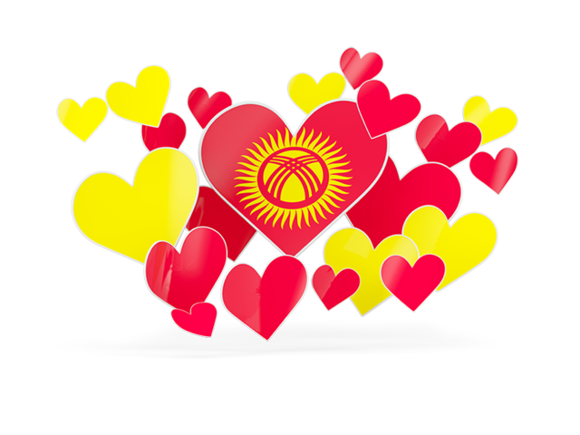 Flying heart stickers. Download flag icon of Kyrgyzstan at PNG format