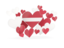 Latvia. Flying heart stickers. Download icon.