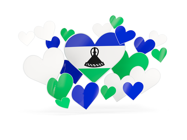 Flying heart stickers. Download flag icon of Lesotho at PNG format
