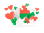 Madagascar. Flying heart stickers. Download icon.