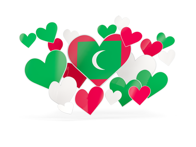 Flying heart stickers. Download flag icon of Maldives at PNG format