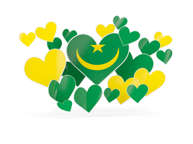 Flying heart stickers. Download flag icon of Mauritania at PNG format