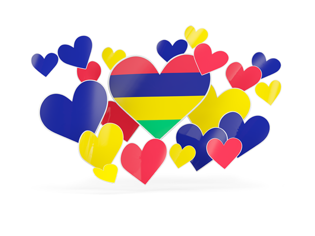 Flying heart stickers. Download flag icon of Mauritius at PNG format