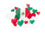 Mexico. Flying heart stickers. Download icon.