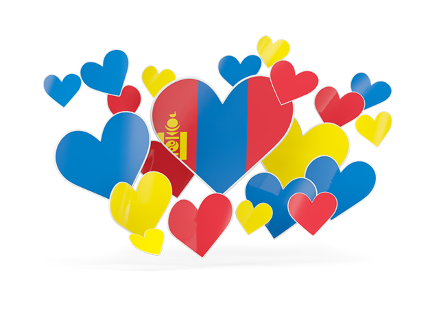 Flying heart stickers. Download flag icon of Mongolia at PNG format