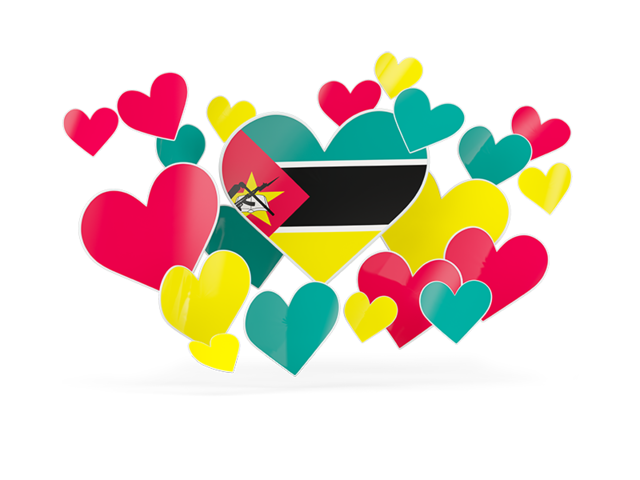 Flying heart stickers. Download flag icon of Mozambique at PNG format