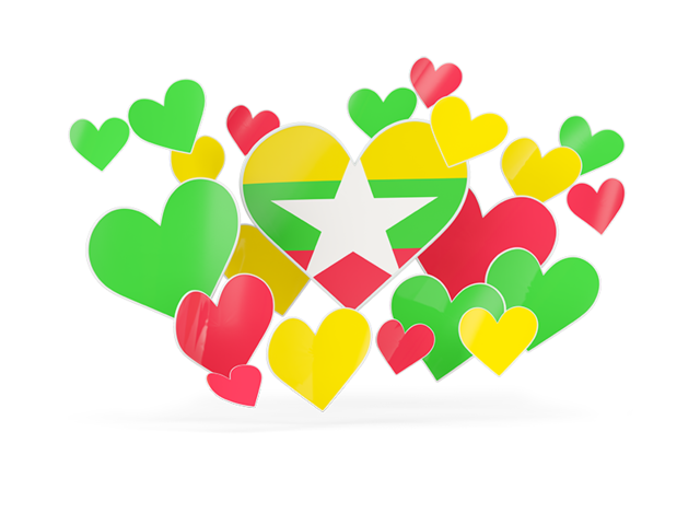 Flying heart stickers. Download flag icon of Myanmar at PNG format