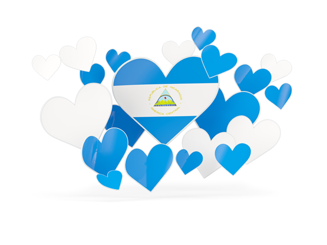 Flying heart stickers. Download flag icon of Nicaragua at PNG format